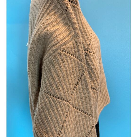 NWT Thakoon 100% Merino Wool Sweater Argyle Pointelle Oversized Oatmeal L $260 - Picture 9 of 10